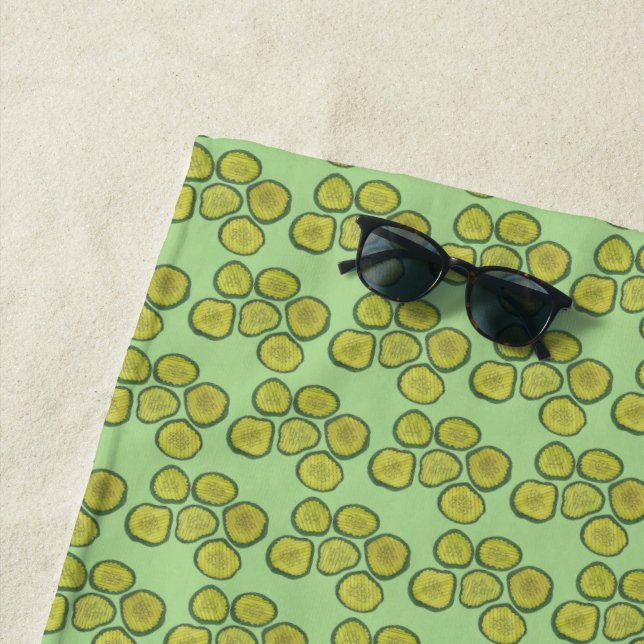 Pickle Chips Crunchy Green Kosher Dill Food Print Beach Towel (In Situ)