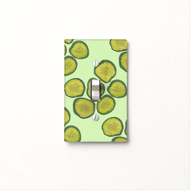 Pickle Chips Green Kosher Dill Pickle Chip Design Light Switch Cover (In Situ)
