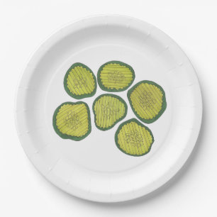 Pickle Chips Green Kosher Dill Pickle Chip Design Paper Plates