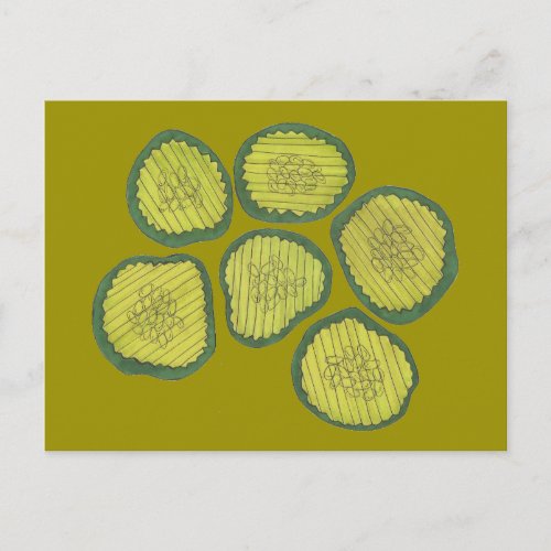 Pickle Chips Green Kosher Dill Pickle Chip Design Postcard