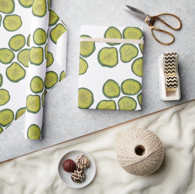 Pickle Chips Green Kosher Dill Pickle Chip Foodie Wrapping Paper (Crafts)