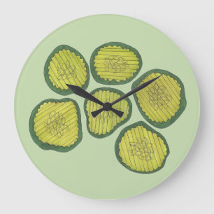 Pickle Chips Sweet Pickles Food Kosher Dill Decor Large Clock