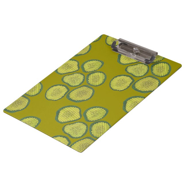 Pickle Chips Sweet Pickles Food Kosher Dill Design Clipboard (Angled)
