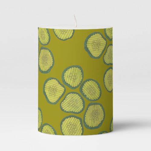 Pickle Chips Sweet Pickles Food Kosher Dill Design Pillar Candle