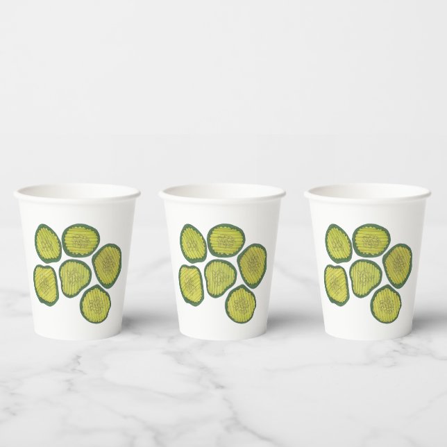 Pickle Chips Sweet Pickles Food Kosher Dill Print Paper Cups (Multi)