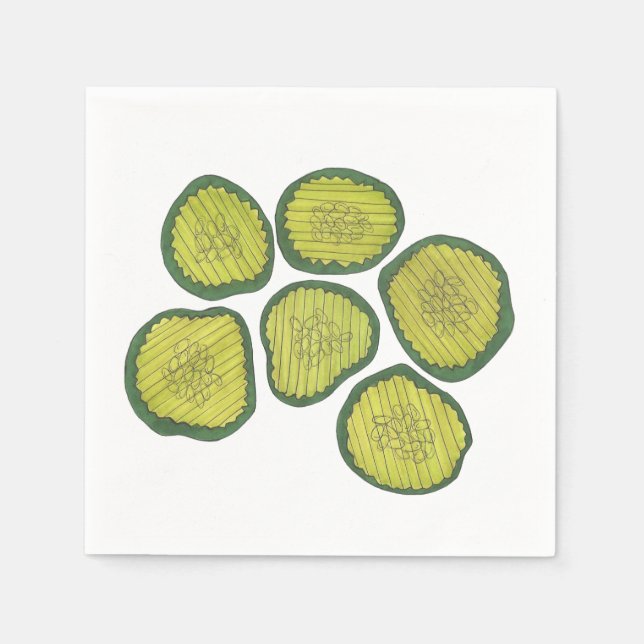 Pickle Chips Sweet Pickles Food Kosher Dill Print Paper Napkins (Front)