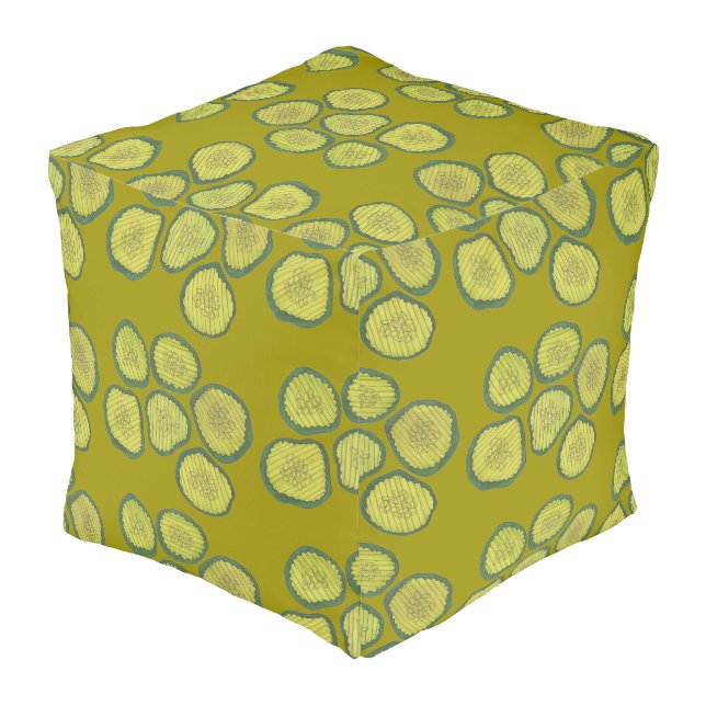 Pickle Chips Sweet Pickles Food Kosher Dill Print Pouf (Angled Back)