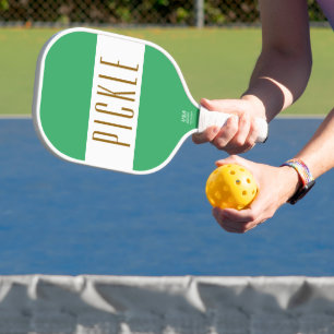 PICKLE Cool Cute Sporty Sea Green White Stripes Carbon Fiber Pickleball Paddle