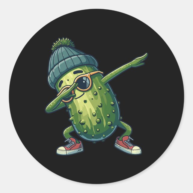 Pickle Cucumber Funny National Pickle Day Dabbing  Classic Round Sticker (Front)