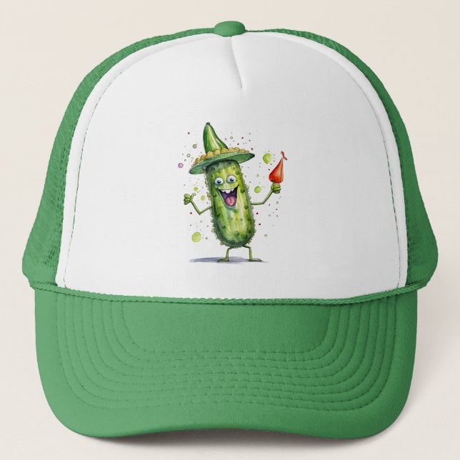 Pickle Cucumbers wearing Birthday Hats (Front)
