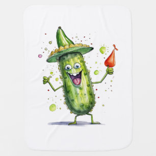 Pickle Cucumbers wearing Birthday Hats Baby Blanket