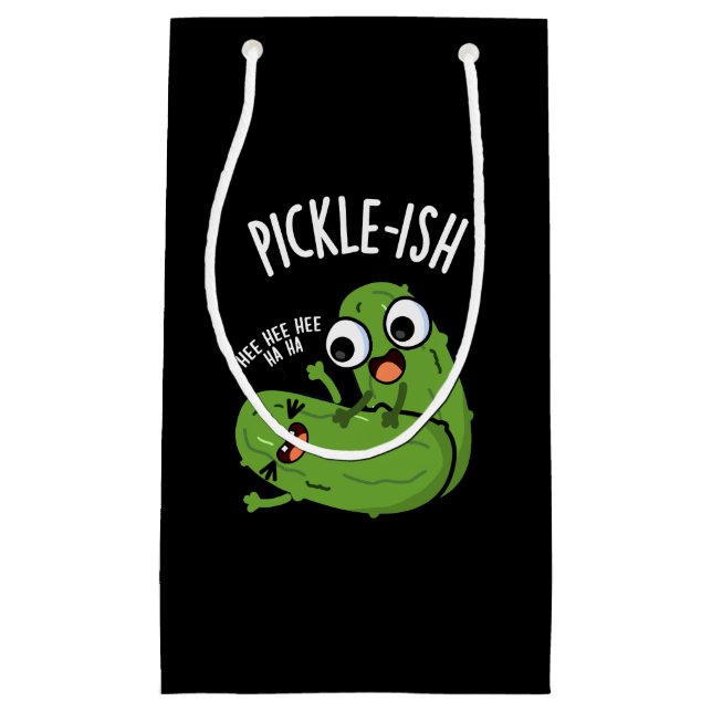 Pickle-ish Ticklish Funny Pickle Puns Dark BG Small Gift Bag (Front)