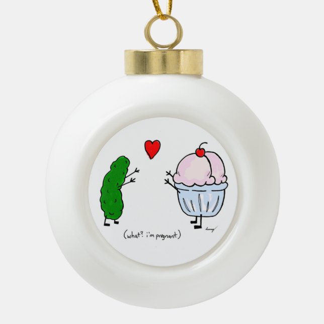 Pickle Love Ice Cream Ball Ornament (Front)