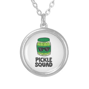 Pickle Lover Team Pickles Funny Pickle Squad Silver Plated Necklace