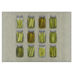 Pickle Lover Vintage Canned Pickles Jar Christmas Cutting Board