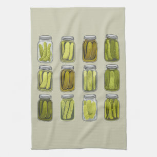 Pickle Lover Vintage Canned Pickles Jar Christmas Kitchen Towel