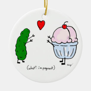 Pickle Loves Ice Cream Ornament - Blue