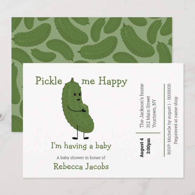 Pickle me Happy Baby Shower Invitation (Front/Back)