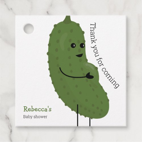 Pickle me happy baby shower theme favor tags