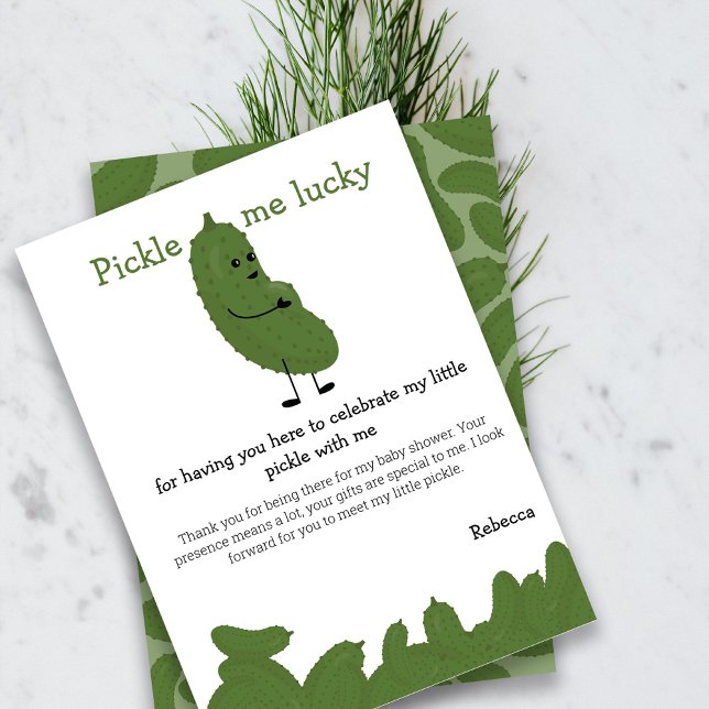 Pickle me lucky baby shower thank you card (Creator Uploaded)