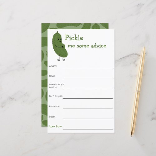Pickle me some advice baby shower game 