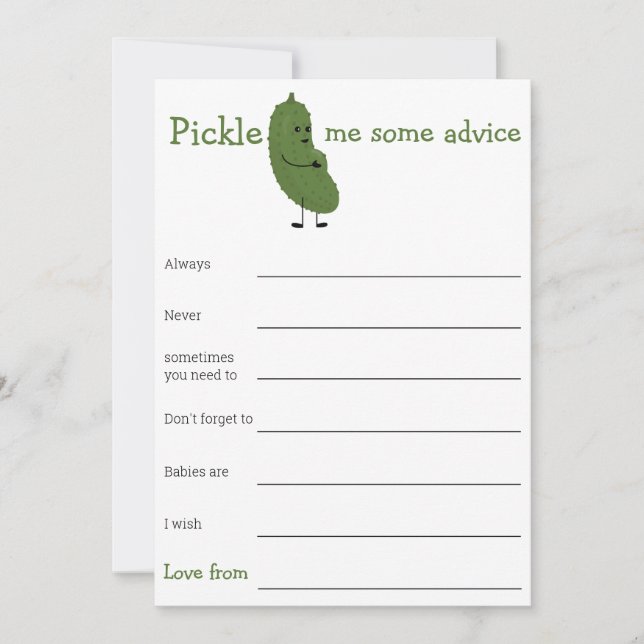 Pickle me some advice baby shower game  invitation (Front)
