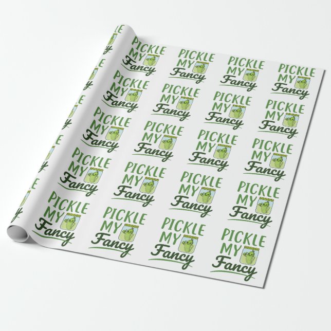 Pickle My Fancy Pickles Lover Cute Green Dill Jar Wrapping Paper (Unrolled)