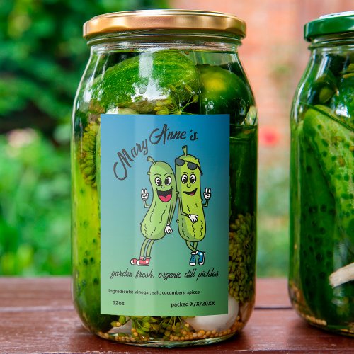 Pickle Pals Funny Cartoon Pickles Food Label