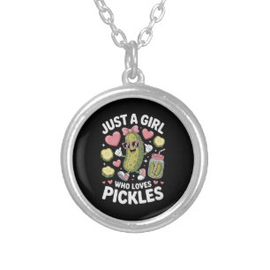 Pickle Passion Just A Girl Who Loves Pickles Silver Plated Necklace