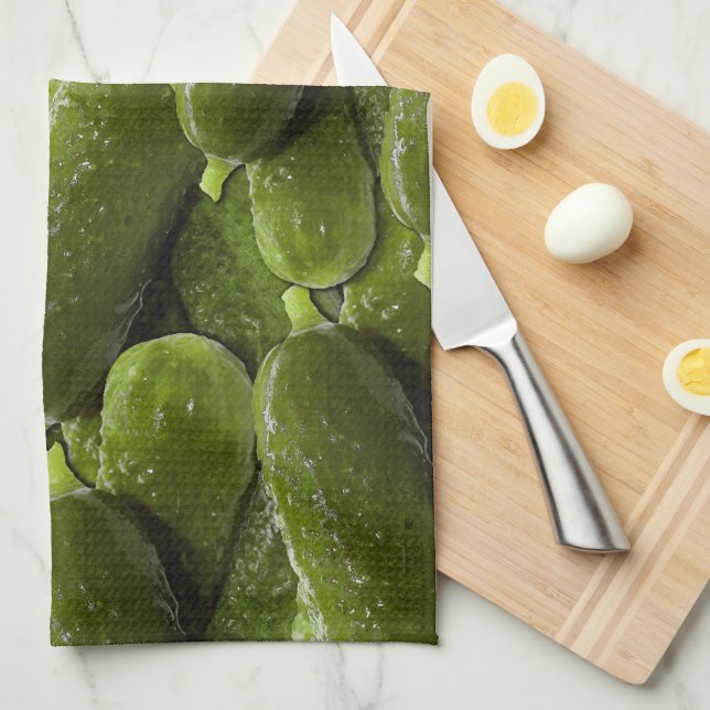 Pickle Pattern Fresh Green Cucumber Pickles Kitchen Towel (Quarter Fold)