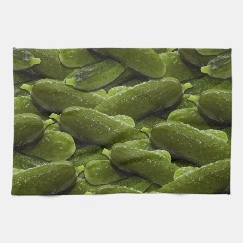 Pickle Pattern Fresh Green Cucumber Pickles Kitchen Towel