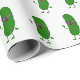 Pickle Person With Pink Glasses Wrapping Paper