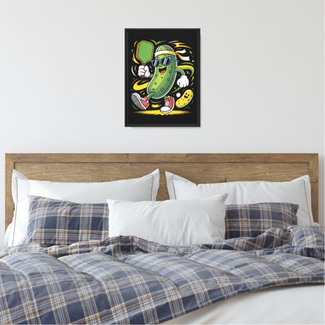 Pickle Playing Pickleball Canvas Print (Insitu(Bedroom))