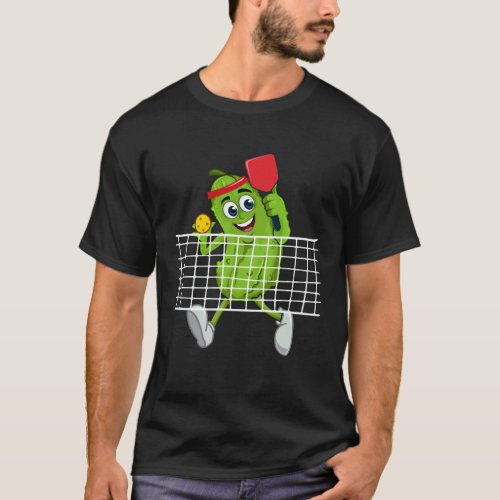 Pickle Playing Pickleball  Cucumber Vegan Food T-Shirt