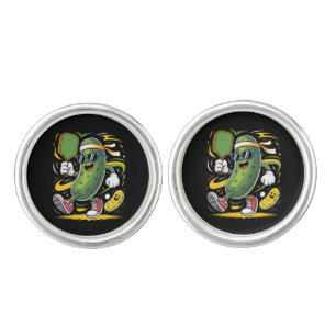 Pickle Playing Pickleball Cufflinks