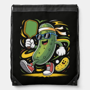 Pickle Playing Pickleball Drawstring Bag