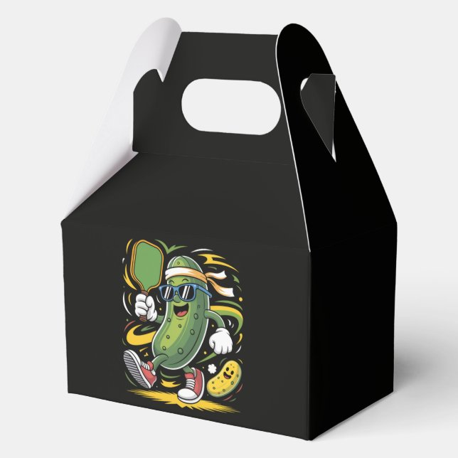 Pickle Playing Pickleball Favor Boxes (Front)