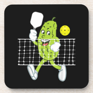 Pickle Playing Pickleball - Funny Pickleball Paddl Beverage Coaster