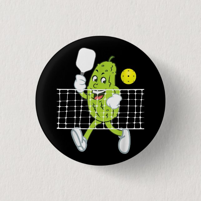 Pickle Playing Pickleball - Funny Pickleball Paddl Button (Front)