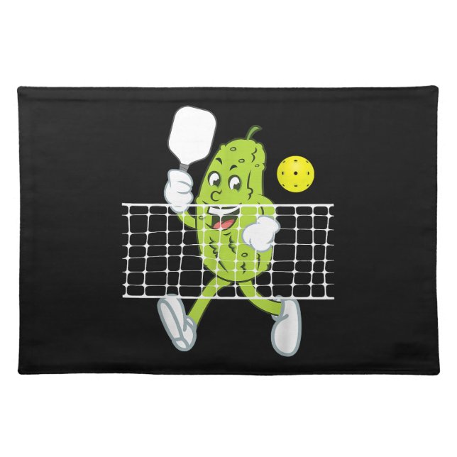 Pickle Playing Pickleball - Funny Pickleball Paddl Cloth Placemat (Front)