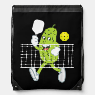 Pickle Playing Pickleball - Funny Pickleball Paddl Drawstring Bag