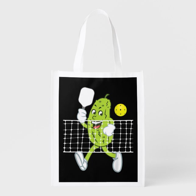 Pickle Playing Pickleball - Funny Pickleball Paddl Grocery Bag (Front)