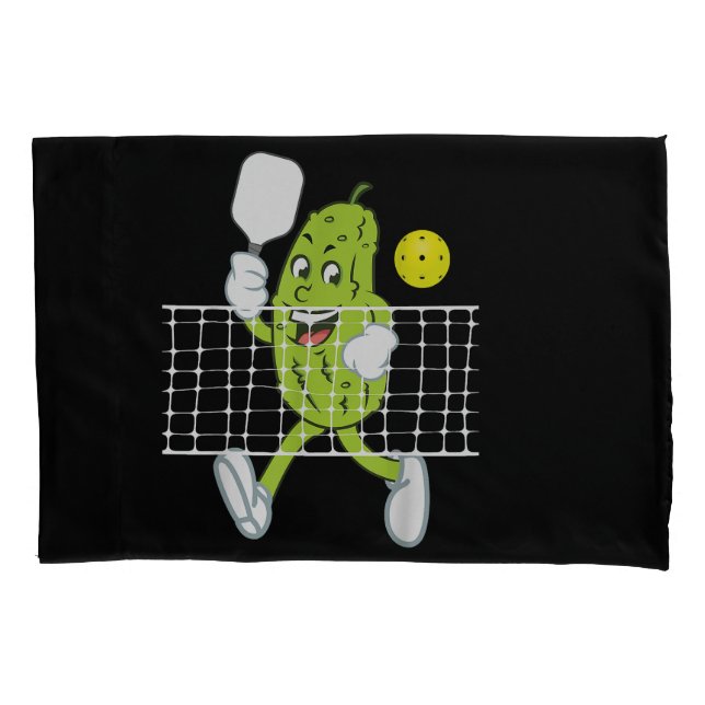 Pickle Playing Pickleball - Funny Pickleball Paddl Pillow Case (Front)