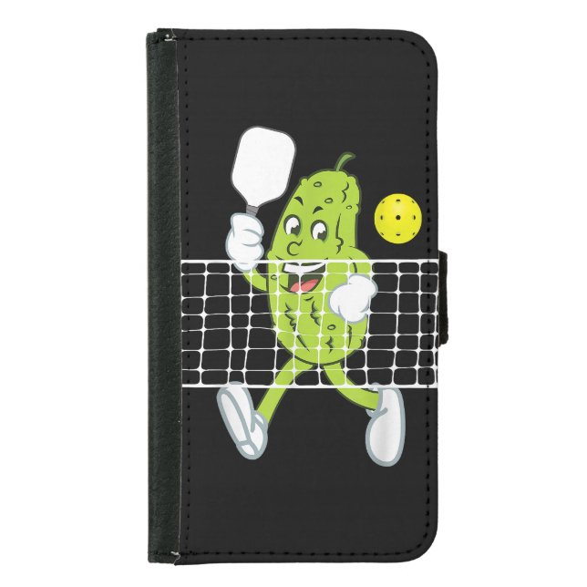 Pickle Playing Pickleball - Funny Pickleball Paddl Samsung Galaxy Wallet Case (Front)