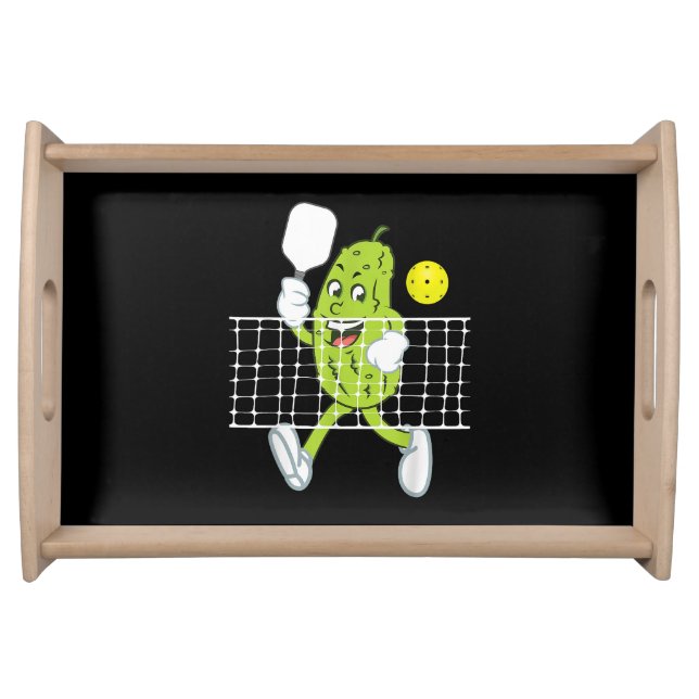 Pickle Playing Pickleball - Funny Pickleball Paddl Serving Tray (Front)