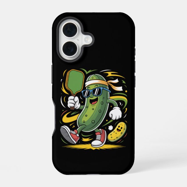 Pickle Playing Pickleball iPhone Case (Back)