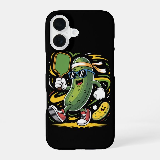 Pickle Playing Pickleball Iphone Case (Back)