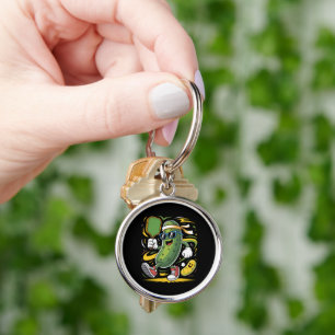 Pickle Playing Pickleball Keychain