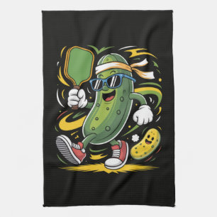 Pickle Playing Pickleball Kitchen Towel