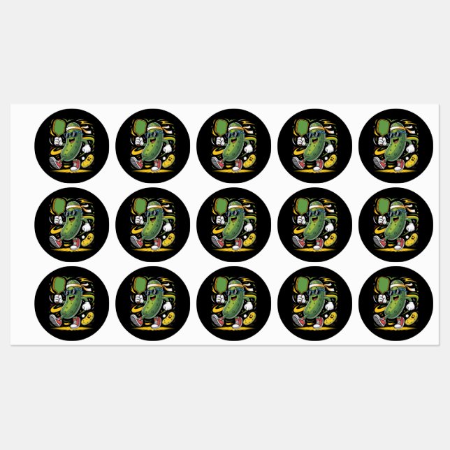 Pickle Playing Pickleball Labels (Sheet)